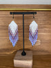 Violet and White Bohemian Style Fringe Earrings - Made with Japanese and Czech Seed Beads