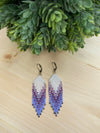 Violet and White Bohemian Style Fringe Earrings - Made with Japanese and Czech Seed Beads