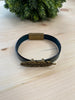 Boho Unisex Leather Bracelet with Antique Gold Feather Slider Charm