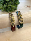 Boho Unisex Leather Bracelet with Antique Gold Feather Slider Charm
