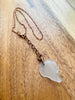 White Semi Sheer Hand Drilled Sea Glass Pendant Necklace