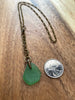 Green Apple Hand Drilled Sea Glass Pendant Necklace