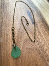Green Apple Hand Drilled Sea Glass Pendant Necklace