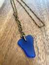 Cobalt Blue Hand Drilled Sea Glass Pendant Necklace