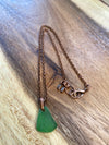 Fresh Green Sea Glass Pendant Necklace With Moon Charms