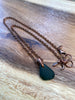 Green Sea Glass Pendant Necklace With Moon Charms
