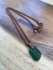 Dark Green Sea Glass Pendant Necklace With Moon Charms