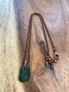 Dark Green Sea Glass Pendant Necklace With Moon Charms