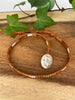Boho Rust Leather Wrap Bracelet with a Beautiful White Glass Floral button - Size 6 to 7"