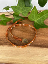 Boho Rust Leather Wrap Bracelet with a Tree of Life button  - Size 6 to 7"