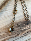 Stunning Lariat Necklace with Pearls and a Smokey Quartz Semi precious Bead