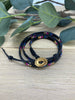 Boho Black Leather Triple Wrap Bracelet with Colourful Glass Seed Beads Size 6" to 7"