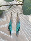 Narrow Bohemian Style Fringe Earrings - Made with Czech and Japanese Seed Beads