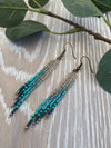 Narrow Bohemian Style Fringe Earrings - Made with Czech and Japanese Seed Beads