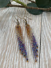 Purple and Amber Narrow Boho Style Fringe Earrings