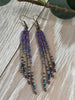 Purple Narrow Boho Style Fringe Earrings