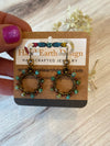 Earthy Wire Wrap Hoop Earrings Featuring Turquoise Semi Precious Stones