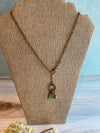 Light Green Sea Glass Necklace with Swarovski Crystals