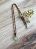 Pale Blue Sea Glass Pendant Necklace With Antique Copper Chain
