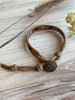 Cotton Cord Bracelet with an Antique Gold Heart Button - Size 7" to 8"