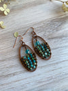 Copper Oval Earrings with Turquoise & Blue Crystals