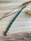 Teal Leather Bracelet with a Silver Heart Button - Size 6" to 7"