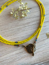 Bright Yellow Crystal Necklace With London Blue Topaz Semi Precious Stones - Featuring a Beautiful Boho Clasp