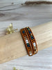 Boho Leather Wrap Bracelet with a Beautiful Czech Glass Button - Size 6 to 7"
