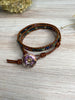 Bohemian Style Leather Wrap Bracelet With a Lovely Czech Glass Button - Size 6" to 7"