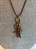 Faux Suede Bohemian Style Necklace with Handmade Tassel and Charms