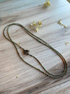 Olive Green Crystal Necklace with Turquoise Semi Precious Stones - Featuring a Beautiful Boho Clasp