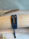 Boho Navy Cotton Cord Double Wrap Bracelet With a Brass Heart Button - Size 7" to 8"