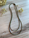 Olive Green with Blue Crystal Necklace with Turquoise Semi Precious Stones - Featuring a Beautiful Boho Clasp