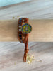 Rust Brown Boho Leather Wrap Bracelet with a Beautiful Czech Glass Button - Size 6 to 7"