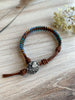 Leather Bracelet with a Silver Heart Button - Size 6" to 7"