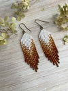 Copper and White Bohemian Style Earrings - Made with Japanese Miyuki and Czech Seed Beads